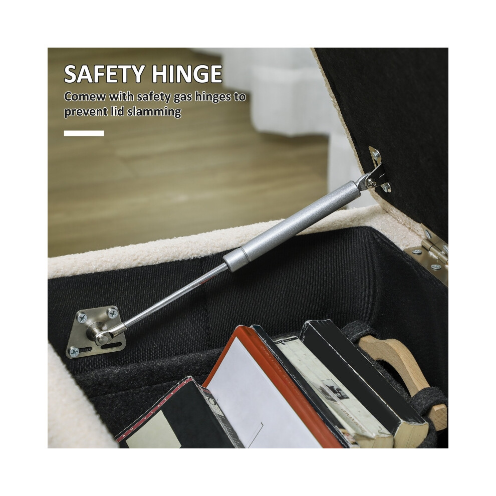 47L Teddy Fleece Storage Ottoman Cream - Cozy Comfortable and Durable with Large Hidden Storage Space-image-OPC-PMFYWDG-NEW