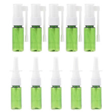 Pack of 10 portable nasal sprays, empty plastic bottles for cosmetics (green)