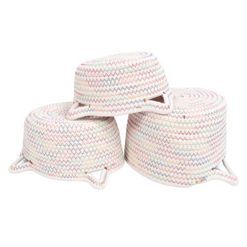 3-teiliges kleines gewebtes Baumwollseil-Korb-Set 1