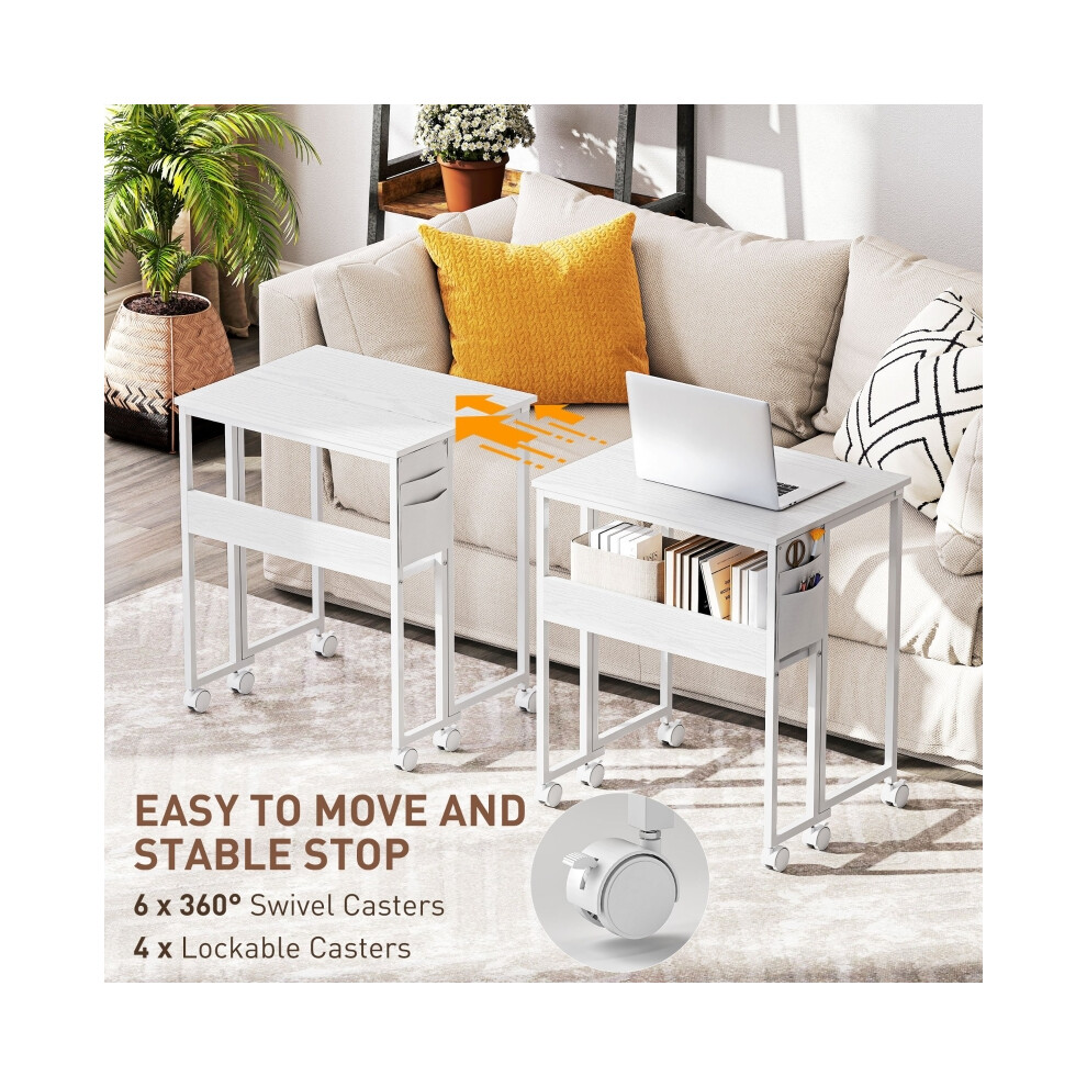 Drop Leaf Work Desk 63 cm White - Small Modern Writing Table with Foldable Side for Home or Workspace-image-OPC-PMFYZVS-NEW