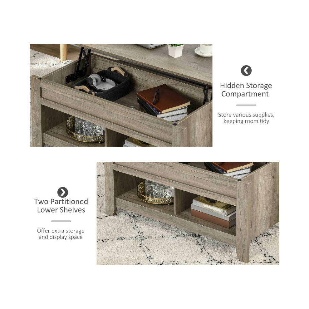 Lift Top Coffee Table with Hidden Storage & Open Shelves - Oak Effect Center Table for Living Room Multi-Functional Design-image-OPC-PMFYZXN-NEW