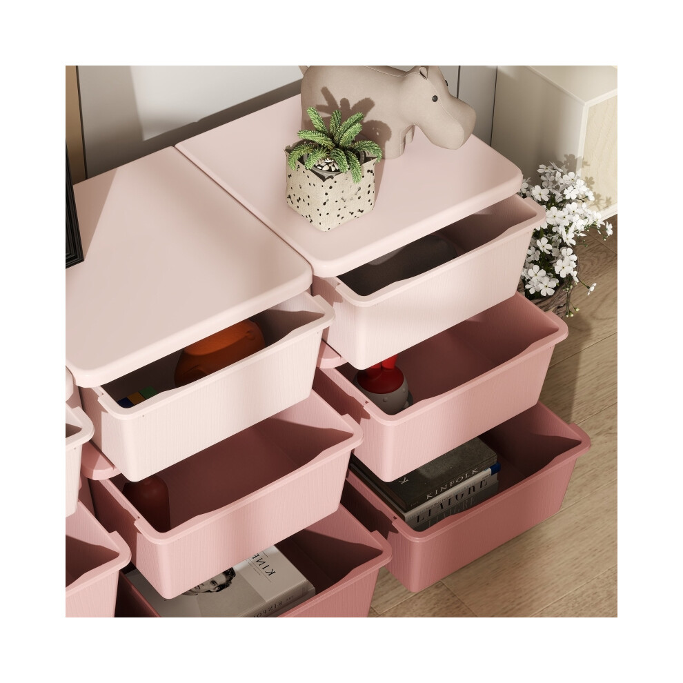 Children's Pink Storage Unit with 9 Drawers - Sturdy Wooden Kids' Toy and Clothing Organizer-image-OPC-PMFZ2CJ-NEW