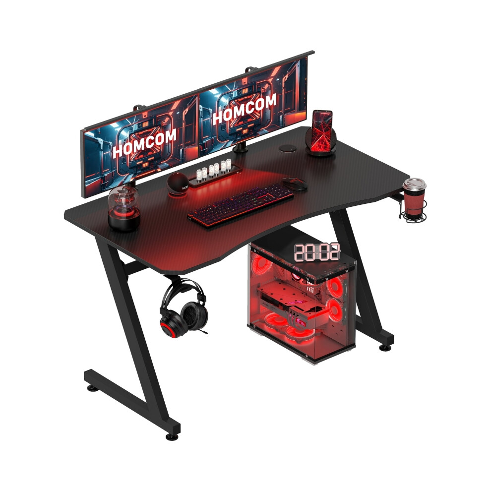 Computer Desk 120x65cm Steel Frame in Black with Cup Holder Headphone Hook Cable Organizer & Adjustable Feet for Gaming & Work-image-OPC-PMFZ5BZ-NEW