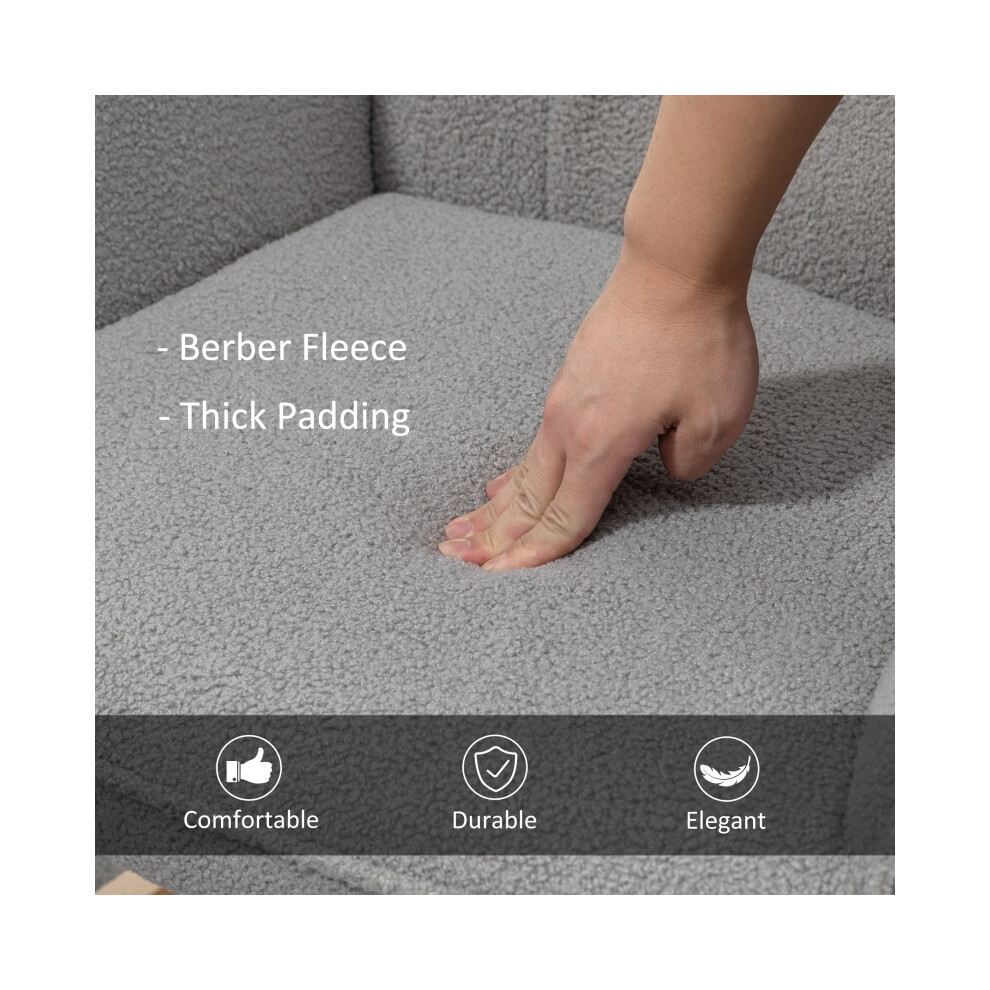 Wingback Nursery Glider Rocking Chair with Berber Fleece Upholstery Ideal for Nursing and Relaxing in Light Grey-image-OPC-PMFZ5Y8-NEW