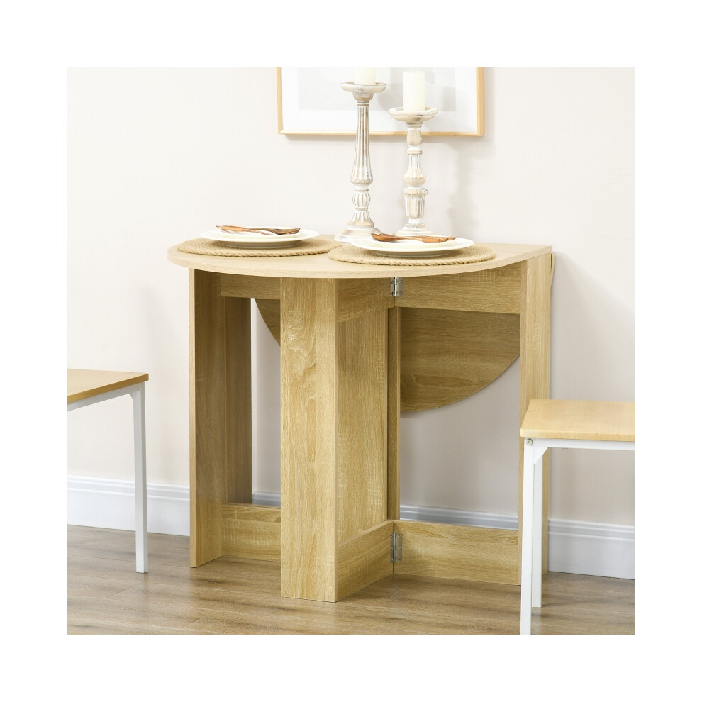 Space-Saving HOMCOM 2 Drop Leaf Dining Table Folding Oak Kitchen Table Perfect for Small Dining Rooms & Compact Homes-image-OPC-PMFZ6TY-NEW