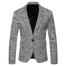 Men's Suit Jacket Sequins Shiny Blazer Glitter Slim Fit Silver For Wedding Tuxedo Party Prom Dance Leisure Sports Coat