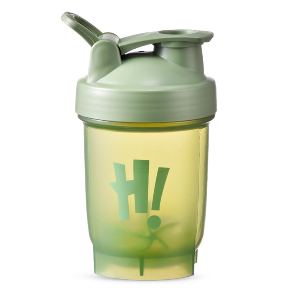 Green Protein Shaker Bottle 400Ml With Mixing Ball, Bpa-Free, Leakproof, Flip-On Lid, Dishwasher Safe, Gym Bottle