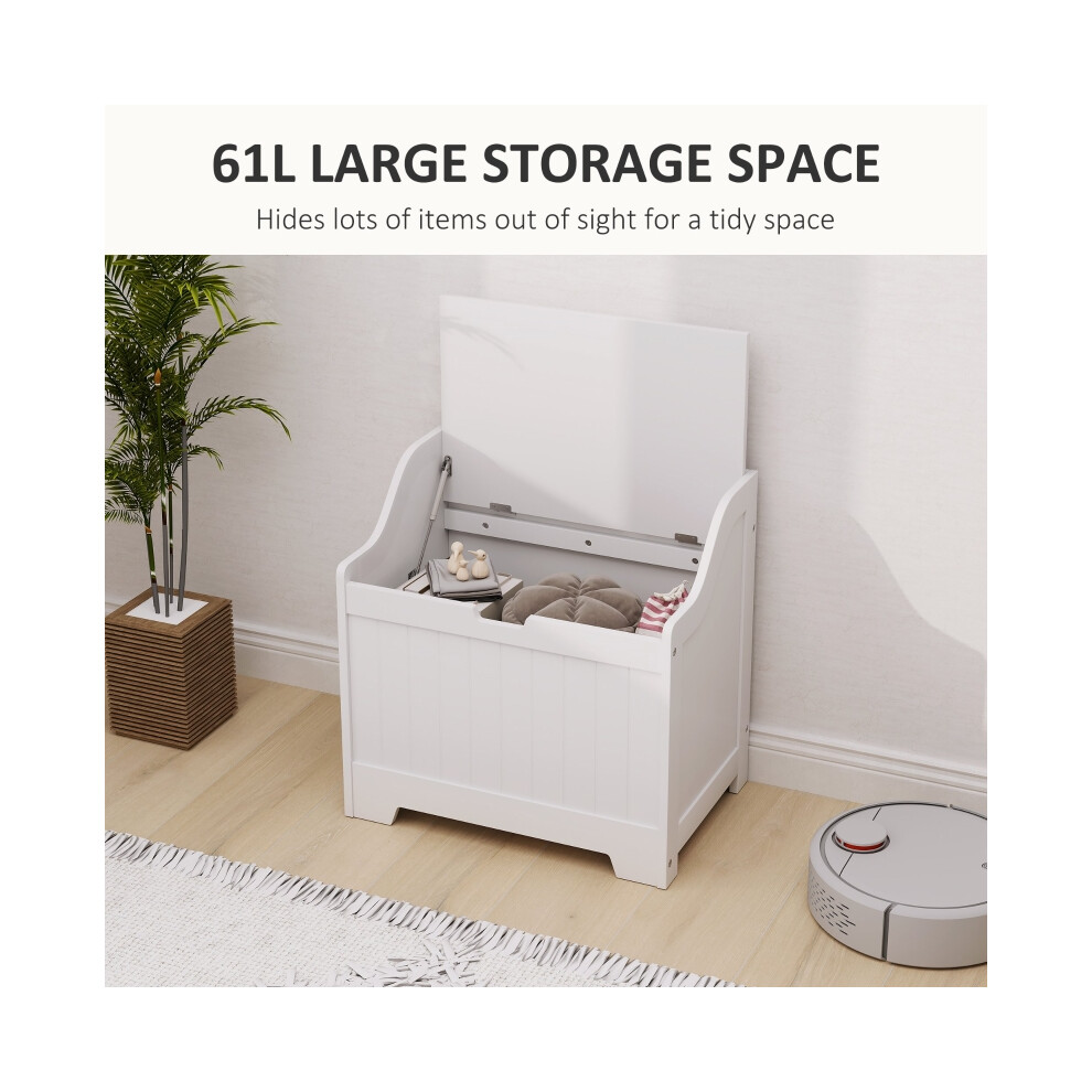 White 61L Storage Chest by Homcom Large Wooden Toy Box with Lid for Bedroom and Living Space-image-OPC-PMFZ8BC-NEW