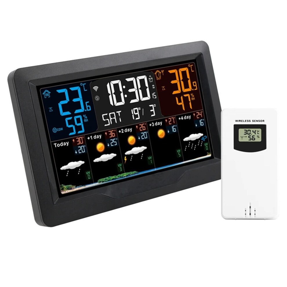 Weather Stations Outdoor Indoor Smart Station Sensor Thermometer Hygrometer Digital Snooze Alarm Clock Barometer Forecast 9067246333836