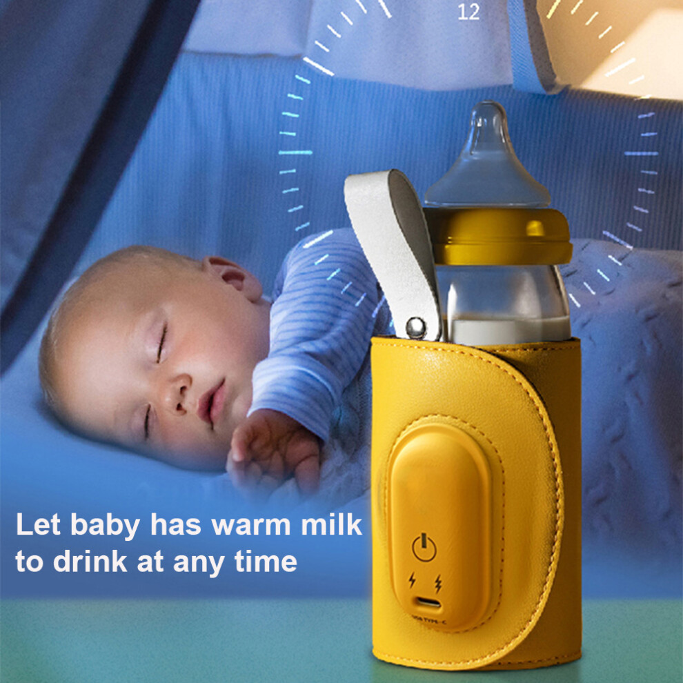 Portable Usb Baby Bottle Warmer With Led Display, 37-55C Yellow