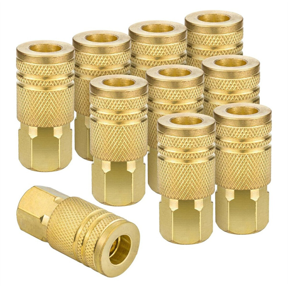 1/4-Inch Brass Female Industrial Coupler,10 Pack Quick Connect 4853121367950