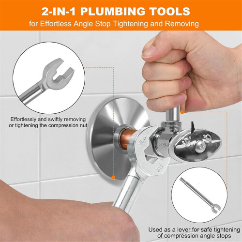 Plumber Wrench, 2-in-1 Angle Stop Wrench,Plumbing Tools 1