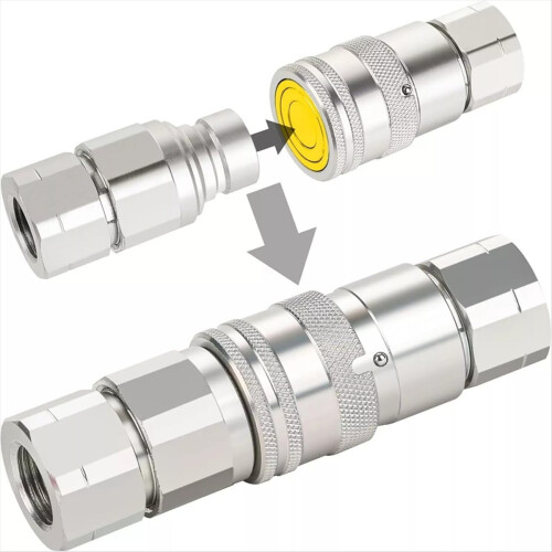 1Sets Hydraulic Quick Connect Couplers 1/2Inch SAE Flat Face 1