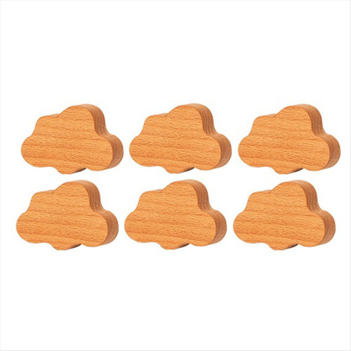 6PCS Wolkenform Möbelgriffe Mond Schublade Holzknöpfe Set 2