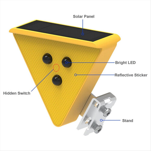 Solar-Warnleuchte - LED-Blinklicht gelb 1