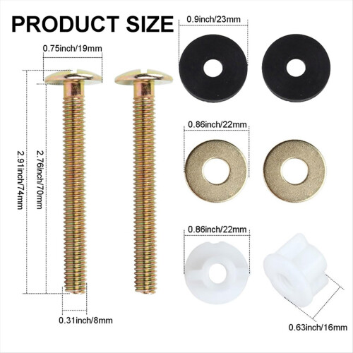 Kit de remplacement de 2 vis pour abattant de toilette, fixation robuste 2