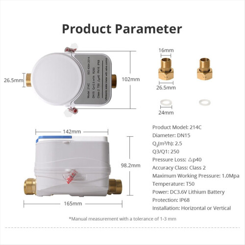 Υπερηχητικός μετρητής νερού Tuya Zigbee DN15 με οθόνη LCD βαλβίδας 2