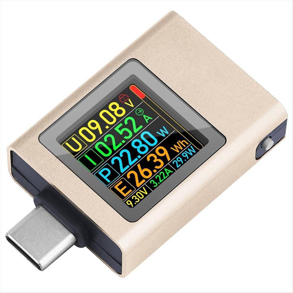 Type-C Power Meter Tester Voltage Current Multimeter Champagne Color 4853121302715