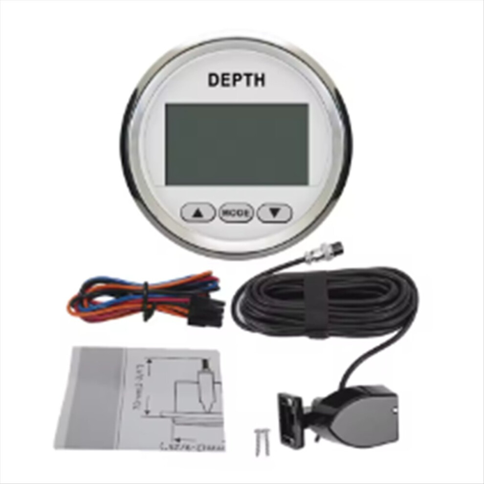 Marine 52Mm Digital Depth Gauge Indicator With Transducer,12V Ws 4853121302562
