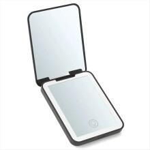 Compact Mini Vanity Folding Cosmetic Mirror with Lights Black