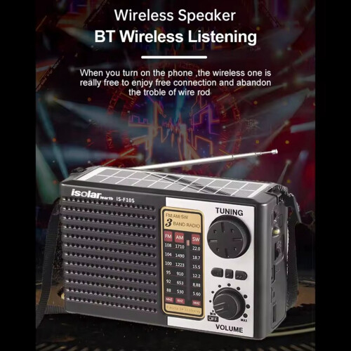 Portable Solar Powered Emergency Radio BT Speaker 2