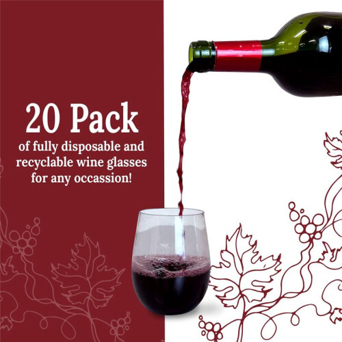 Disposable Wine Glasses, Stemless Plastic Wine Glasses 2
