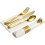 25 Pre Rolled Gold Plastic Silverware - Silverware Set 2