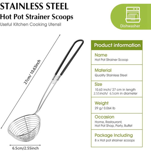 Hot Pot Sieb Edelstahl Mini Mesh Skimmer Schöpfkelle mit Griff 1