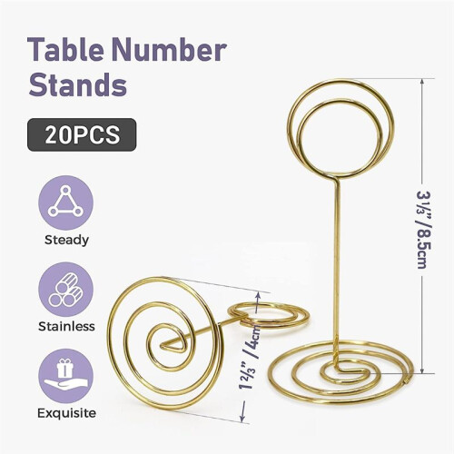 20 peças - Suporte para cartão de lugar de 3,35 polegadas, suporte para números de mesa para casamento B 2