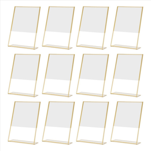 Suporte de placa de acrílico com moldura dourada de 12 peças, 4 x 6 polegadas vertical 1