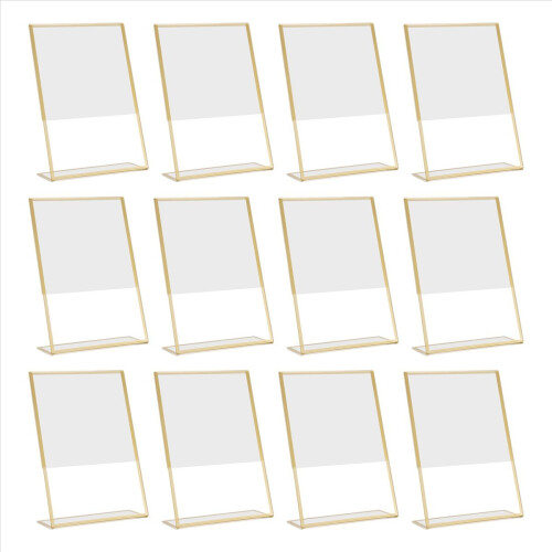 Suporte de placa de acrílico com moldura dourada de 12 peças, 4 x 6 polegadas vertical 2