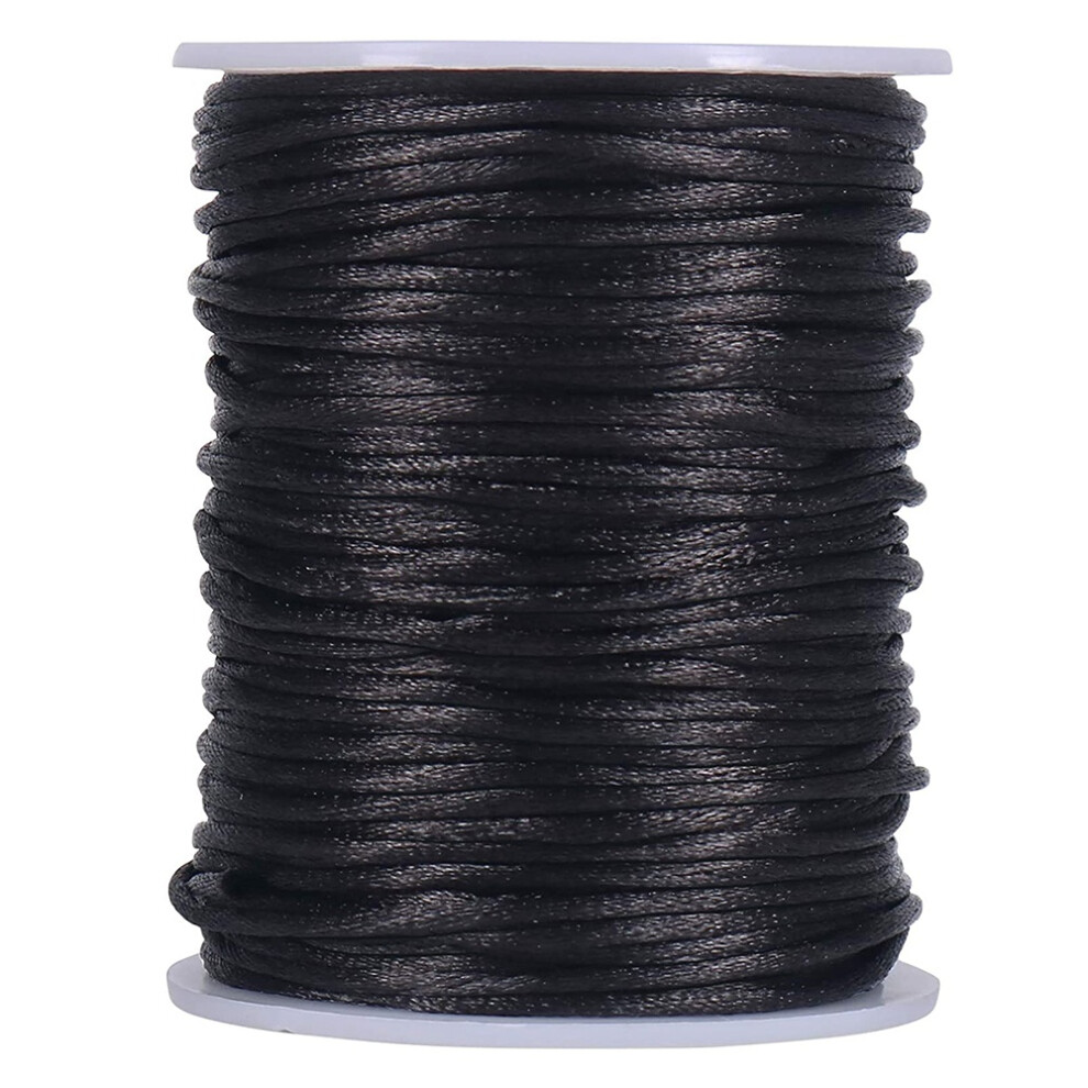 Satin Rattail Polyester Cord,295 Feet 2Mm Black Beading String 4853607794713