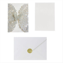 Conjunto de 20 cartões de convite de borboleta (brilho prateado)