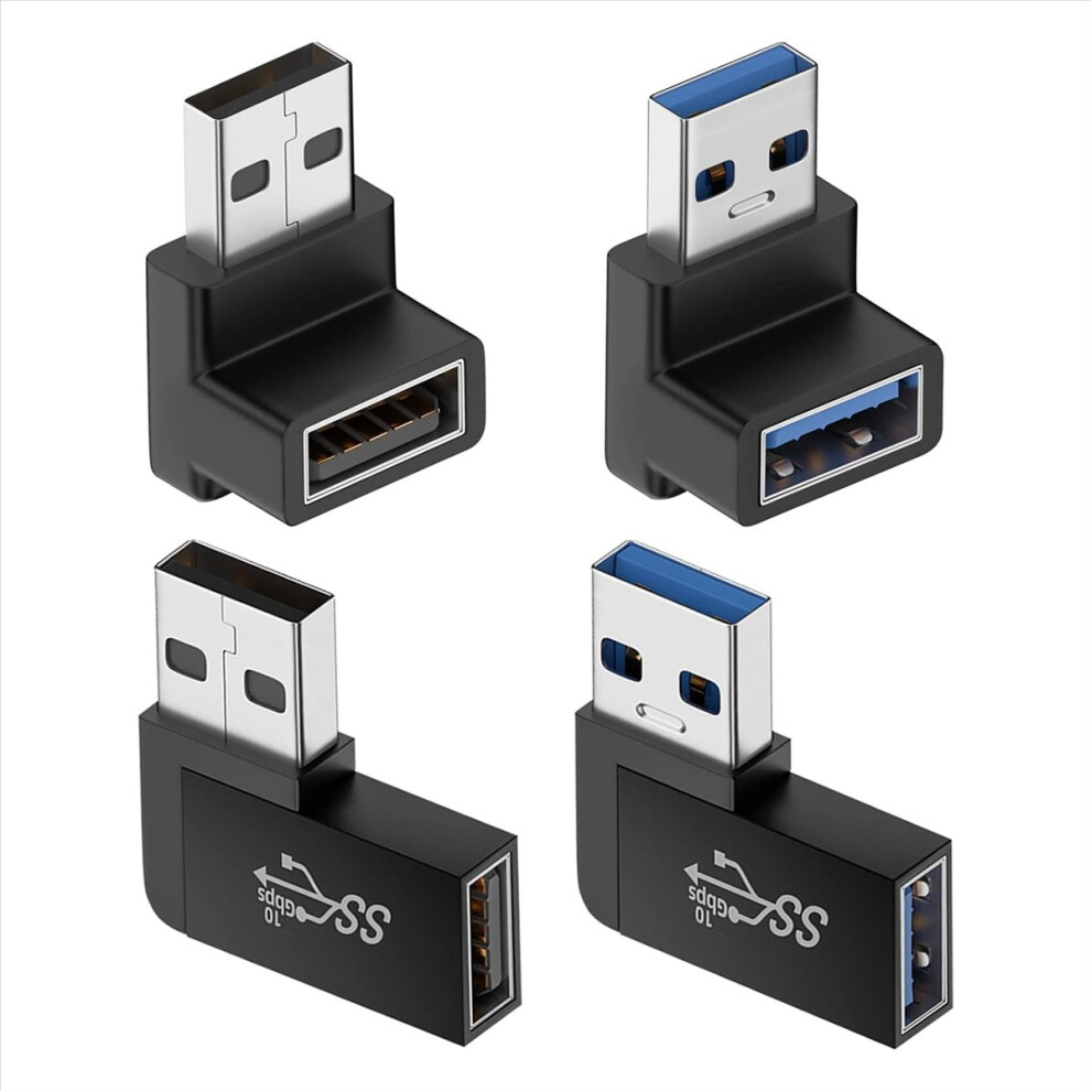 4 Pack Usb 3.0 Adapter Vertical Up And Down Angle, Usb Male To Female 4853607705948