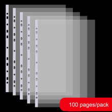 100 pagina's A4 geperforeerde hoes, transparante 11-gaats beschermhoes