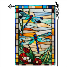 Dragonfly Garden Flag Glass Style Flowers Garden Flag