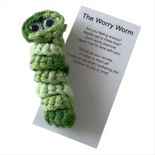 Crochê Worry Worm Inspirational Cares, Presente de Tricô Fofo B