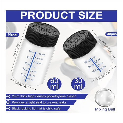 60 Pcs Touch up Paint Bottles with Applicator Brush and Lids 1