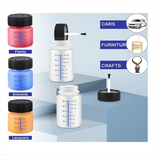60 Pcs Touch up Paint Bottles with Applicator Brush and Lids 2