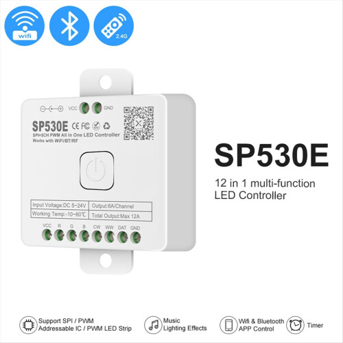 Wifi LED Controller SP530E PWM SPI Pixels Dimmer with Voice Control 2