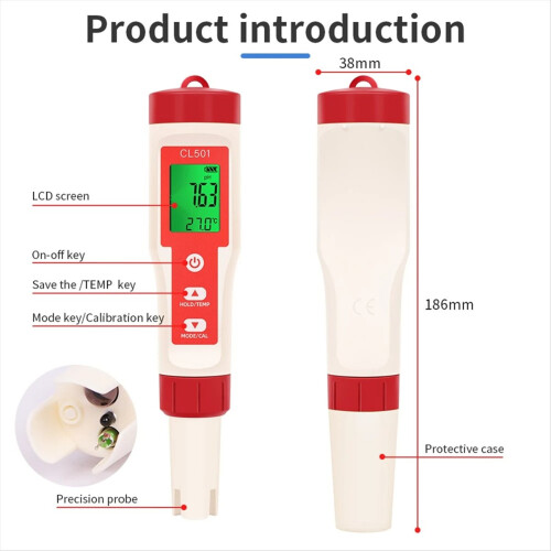 Chlor-Teststift 5-in-1-Wasserqualitätstester