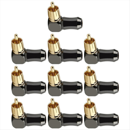 10Pcs Connector Audio Plug Male 90 Degree Right Angle Elbow