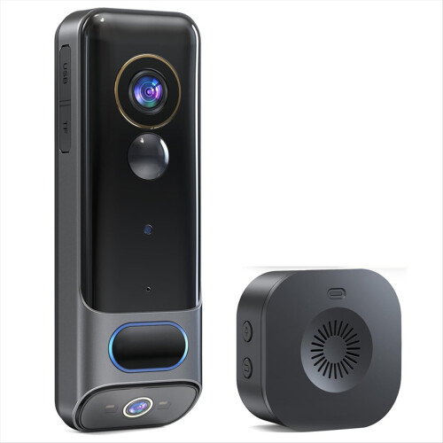 Dual Doorbell Camera Wireless No Subscription,2K Smart Door Camera