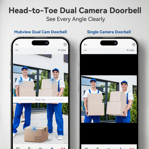 Dual Doorbell Camera Wireless No Subscription,2K Smart Door Camera 1