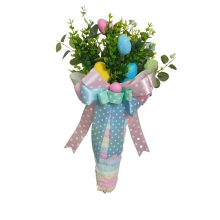 Easter Eggs Spring Season Ornaments Carrot Door Decorative Wreath B