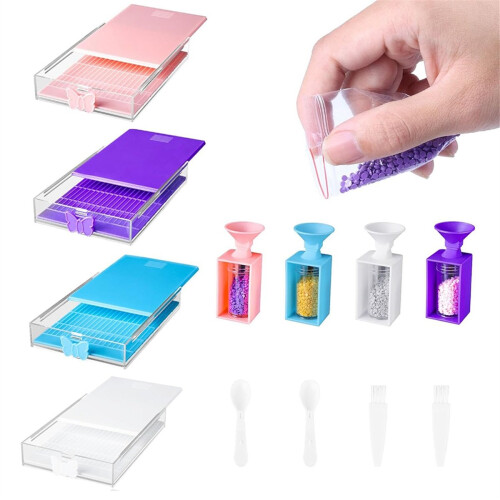 12er-Pack stapelbare Trabricks Diamond Art Tabletts mit Deckel, E 1