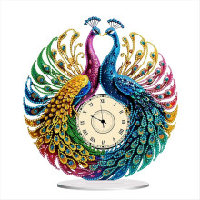 PeacockShape Diamond Art Clock Ornaments Kit Batteriebetrieben