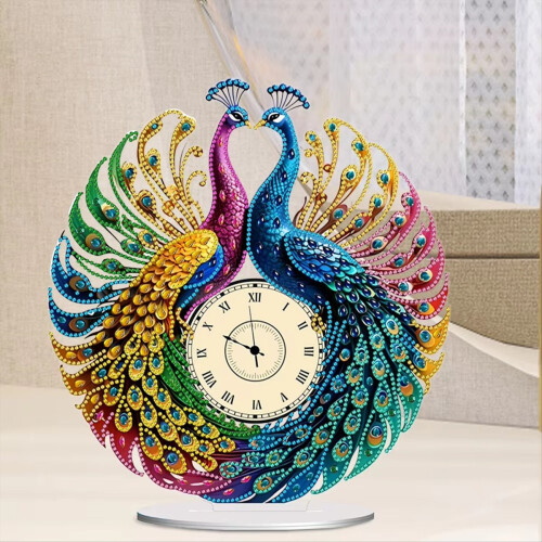 Κιτ διακοσμητικών ρολογιών PeacockShape Diamond Art που λειτουργεί με μπαταρία 2