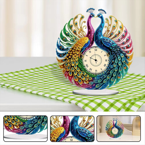 Κιτ διακοσμητικών ρολογιών PeacockShape Diamond Art που λειτουργεί με μπαταρία 1