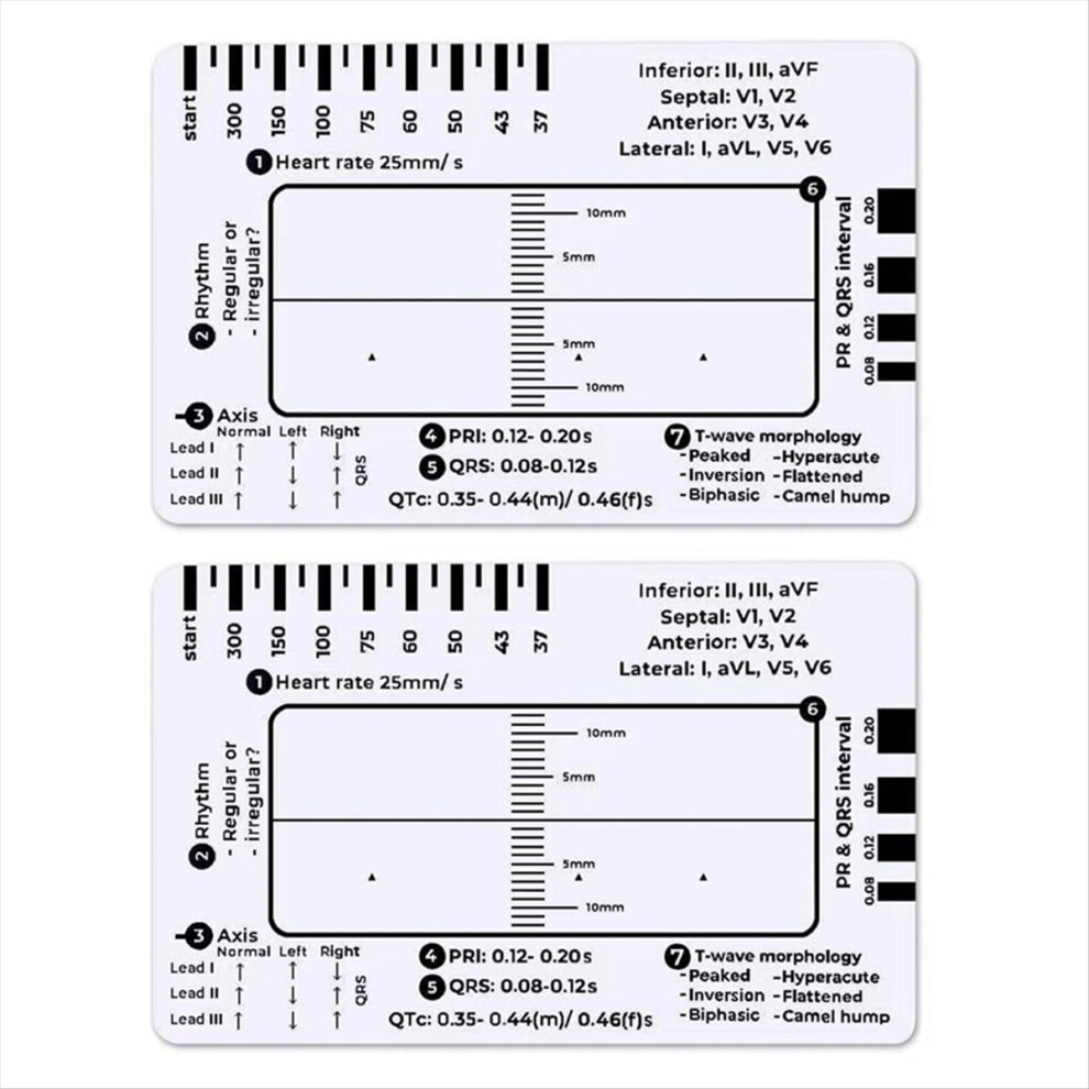 2Pcs Ecg 7 Step Ruler,Ecg 7 Step Ruler For Ecg/Ekg Interpretation 4853503709101